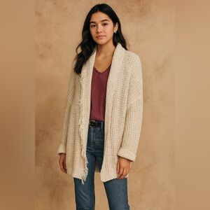 Free People I’ll Be Around Cozy Knit Cardigan Oatmeal Cream XS
